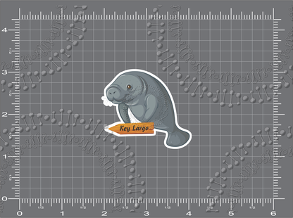 Key Largo, FL - Manatee Aroow Sign Decal
