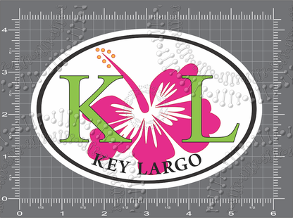 Key Largo, FL - Pink Hibiscus Decal