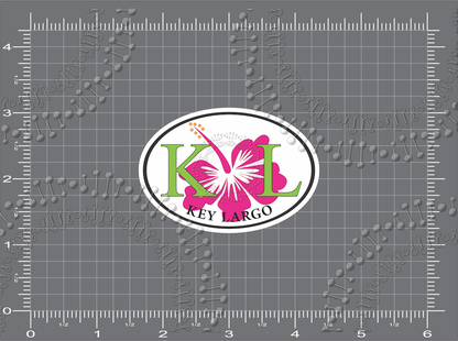 Key Largo, FL - Pink Hibiscus Decal