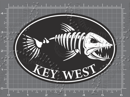 Key West, FL - Black Fishbonz Decal