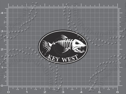 Key West, FL - Black Fishbonz Decal