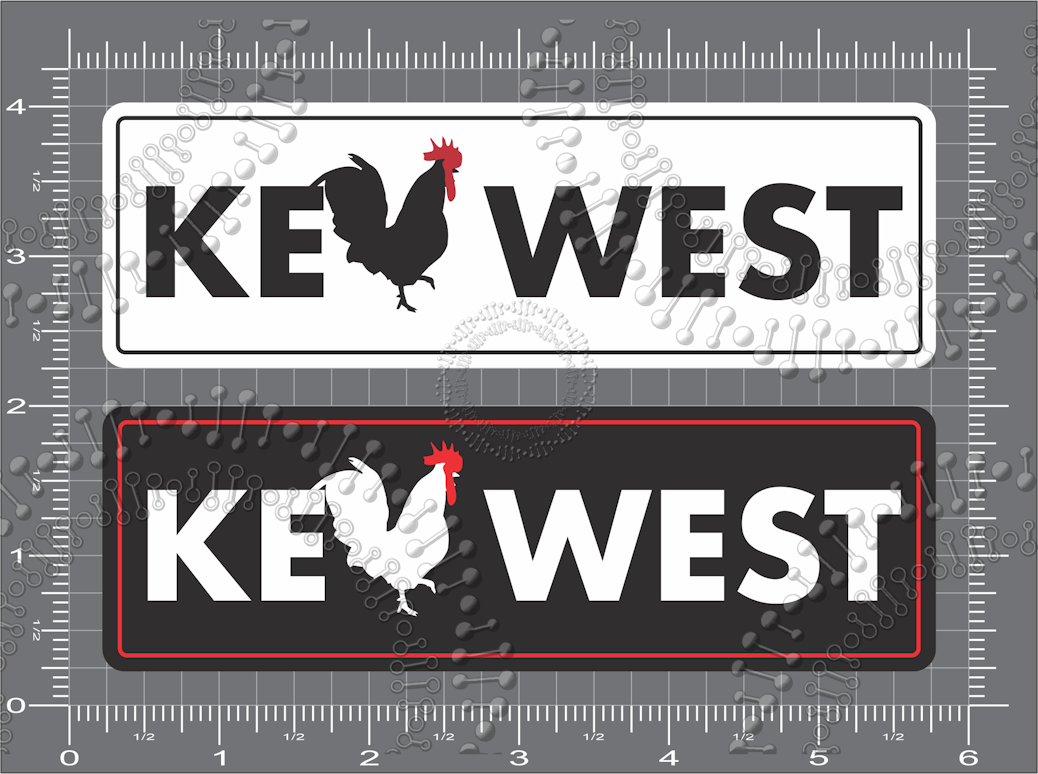 Key West, FL - Black and White Chicken Decals