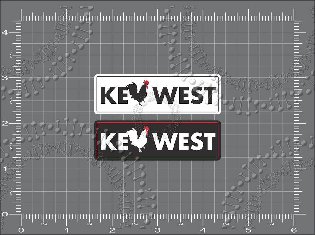 Key West, FL - Black and White Chicken Decals