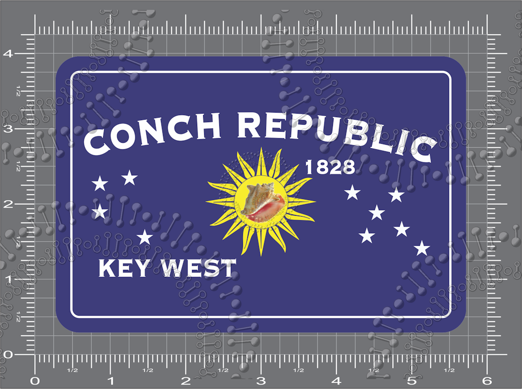 Key West, FL - Conch Republic Flag Decal