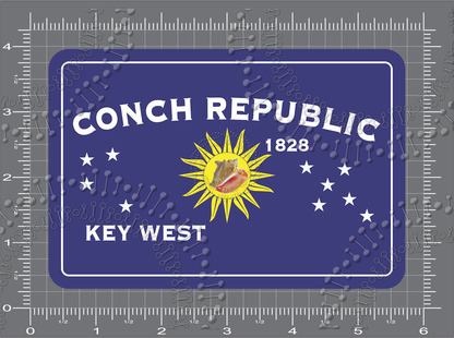Key West, FL - Conch Republic Flag Decal