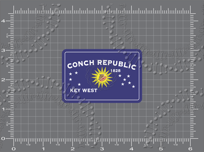 Key West, FL - Conch Republic Flag Decal