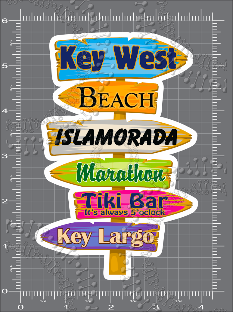 Key West, FL -  Directional Sign Decal
