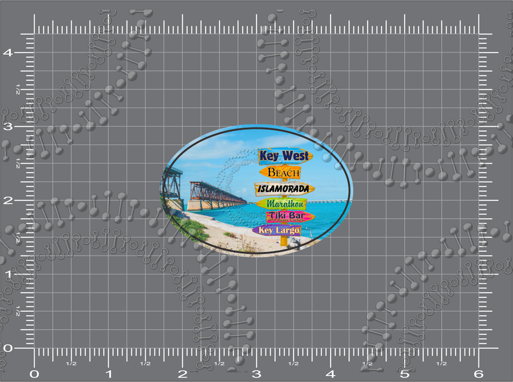 Key West, FL - Directional Sign with Bridge Decal