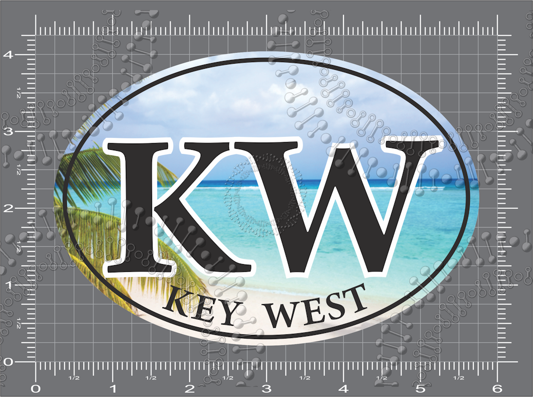 Key West, FL - KW Beach Oval Decal