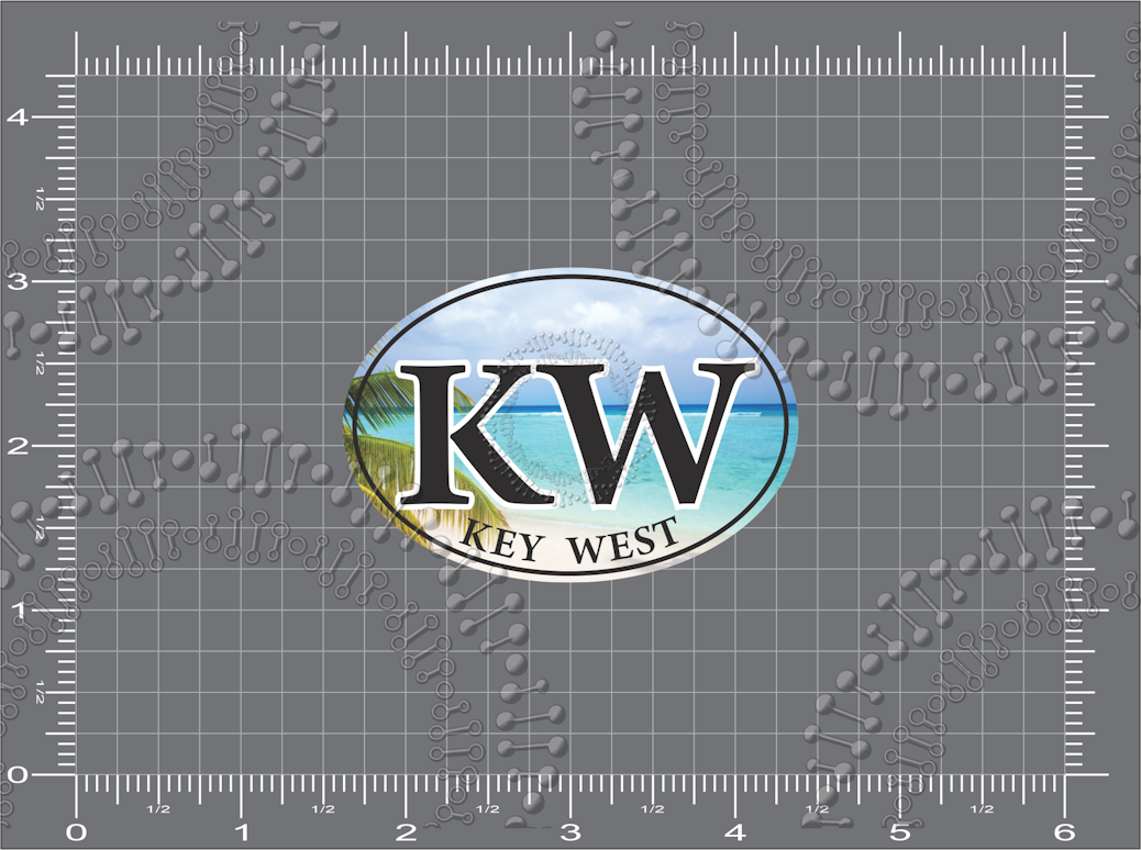 Key West, FL - KW Beach Oval Decal