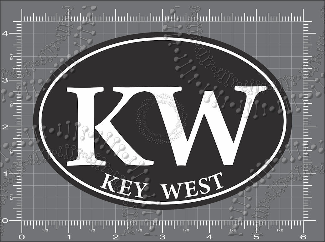 Key West, FL - KW Black Oval Decal