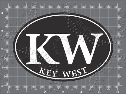 Key West, FL - KW Black Oval Decal