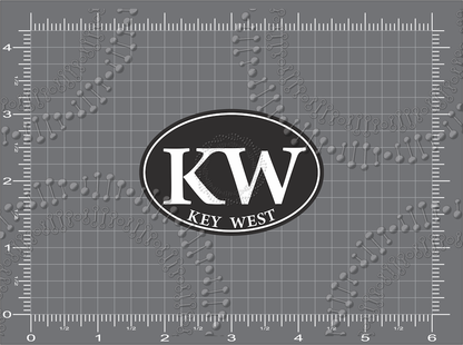 Key West, FL - KW Black Oval Decal