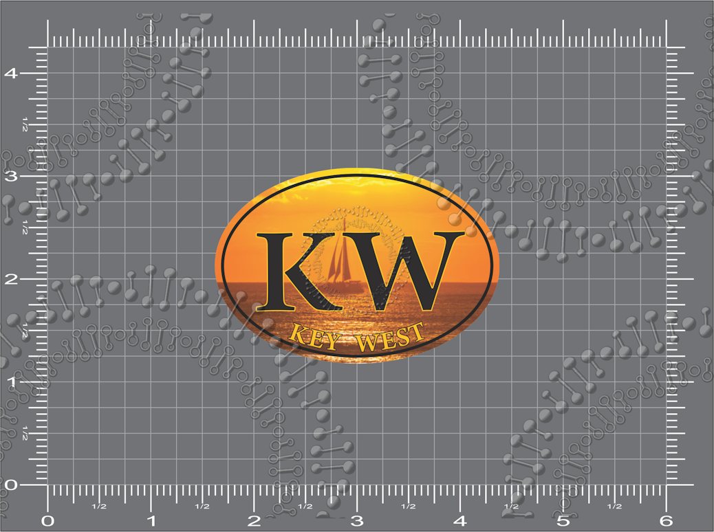 Key West, FL - KW Sailboat at Sunset Decal