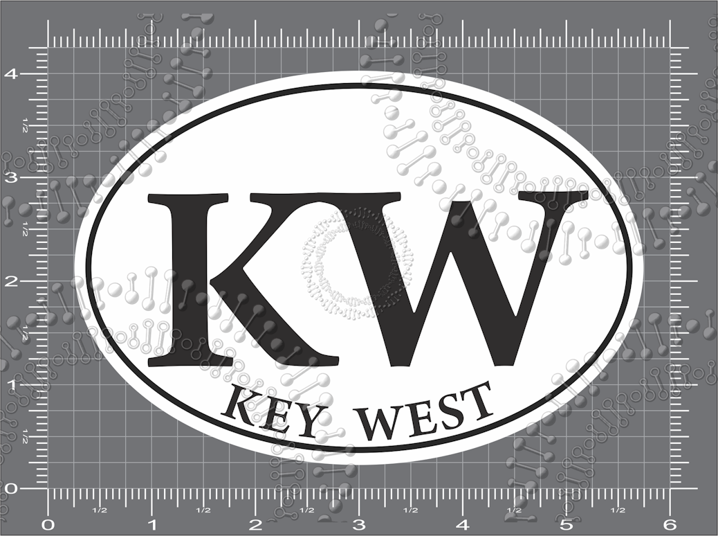 Key West, FL - KW White Oval Decal