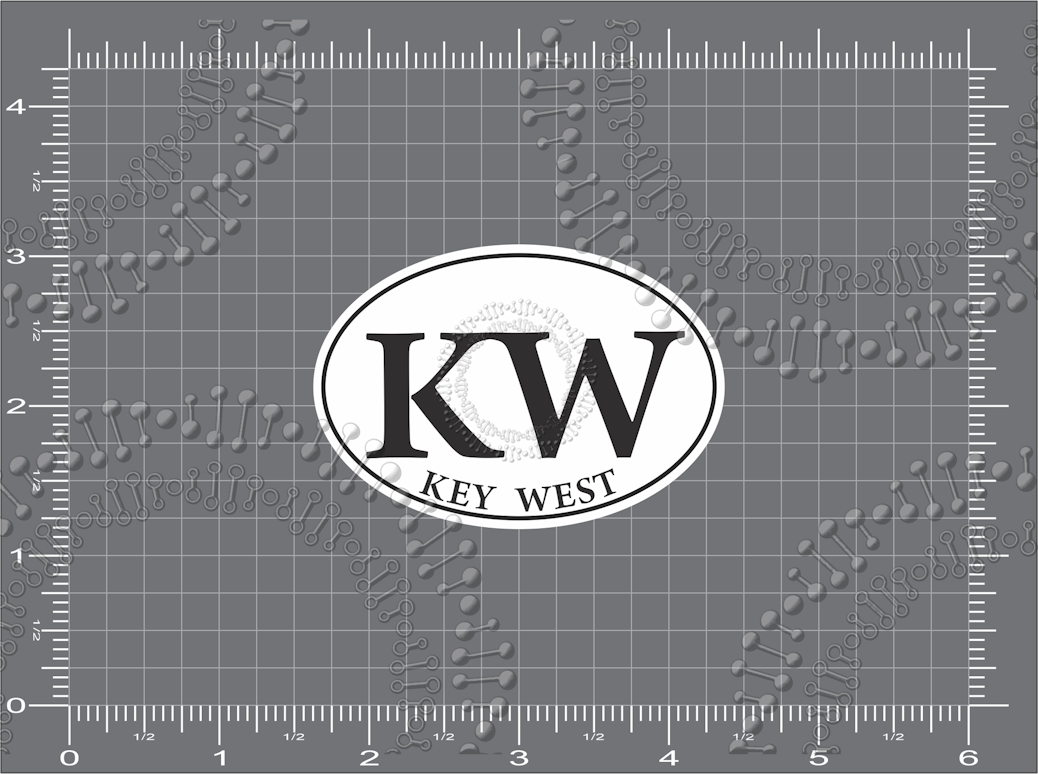 Key West, FL - KW White Oval Decal