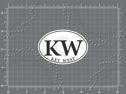 Key West, FL - KW White Oval Decal