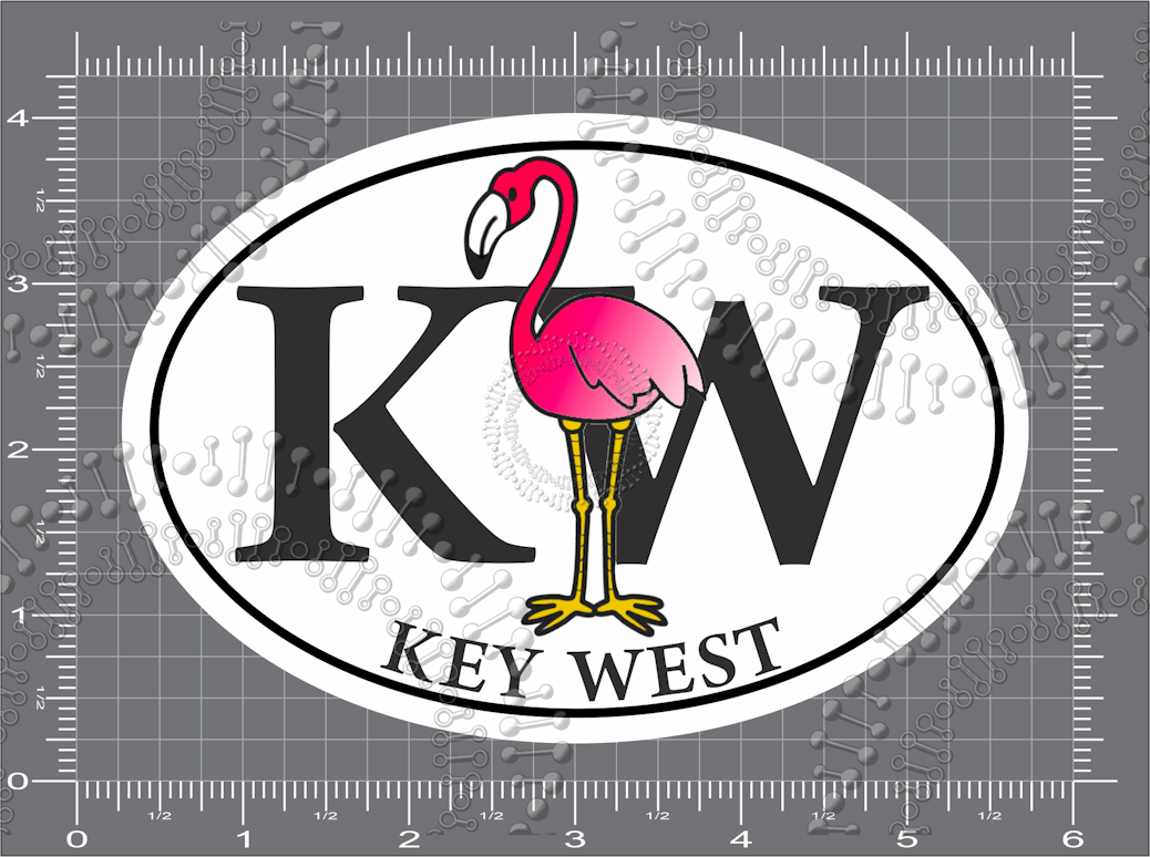 Key West, FL - KW with Flamingo Decal