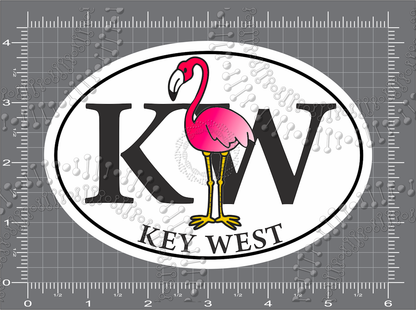 Key West, FL - KW with Flamingo Decal