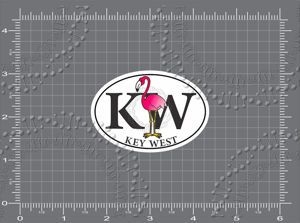 Key West, FL - KW with Flamingo Decal