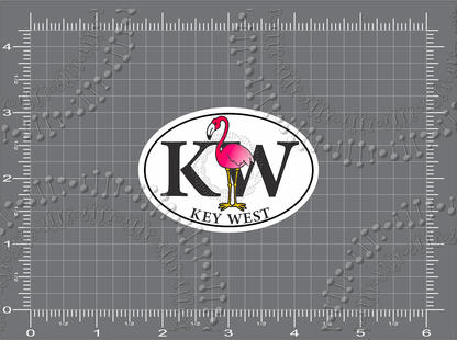 Key West, FL - KW with Flamingo Decal