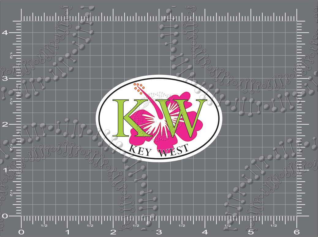 Key West, FL - KW with Hibiscus Decal