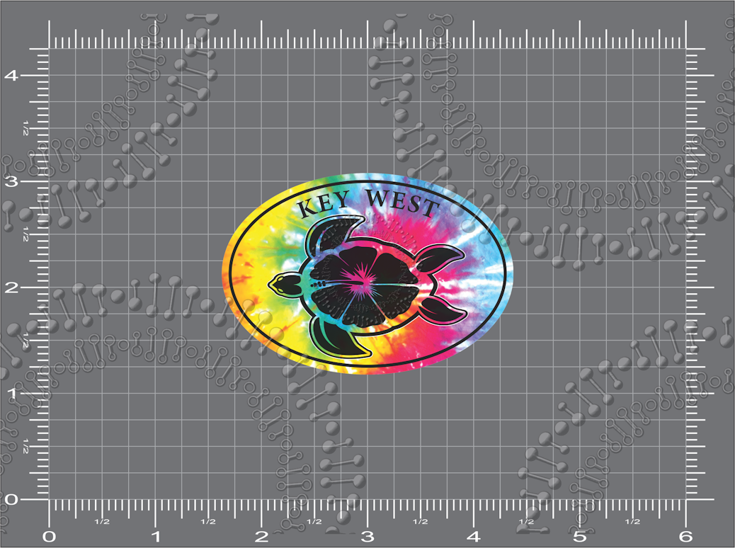 Key West, FL - Tie Dye Turtle Decal