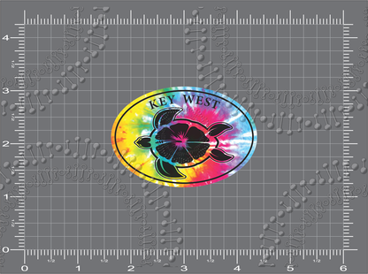 Key West, FL - Tie Dye Turtle Decal