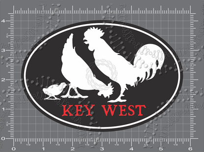 Key West, FL -  White Chickens with Chick Decal