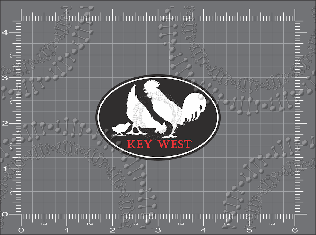 Key West, FL -  White Chickens with Chick Decal