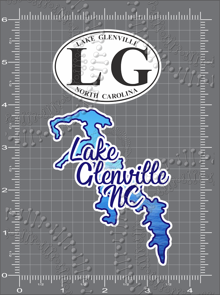 Lake Glenville, NC - White LG Oval and Lake Glenville Shaped Decal