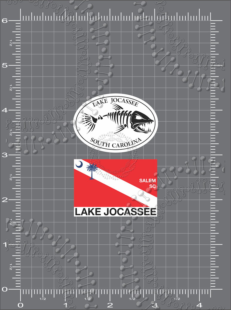 Lake Jocasse, SC - Lake Jocasse Dive Flag and White Fishbonz Decal