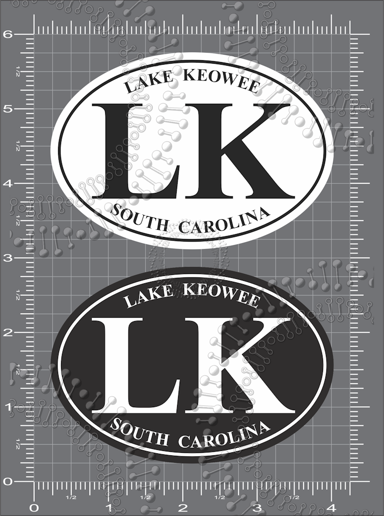 Lake Keowee, NC - LK Black and White Decal