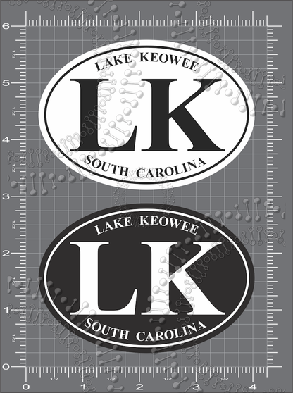 Lake Keowee, NC - LK Black and White Decal