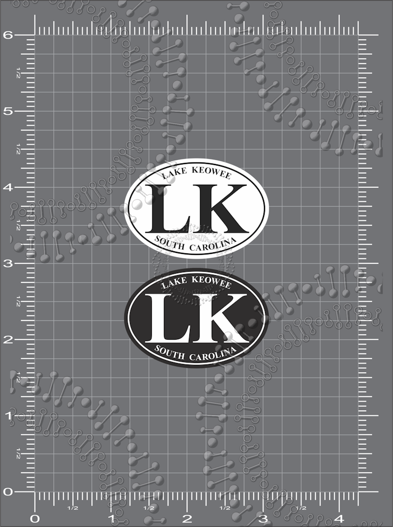 Lake Keowee, NC - LK Black and White Decal