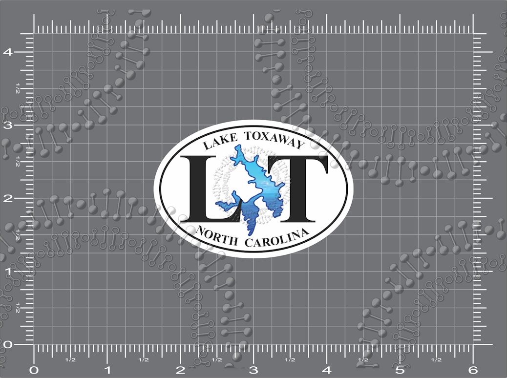 Lake Toxaway, NC - LT with Lake Shape Oval Decal