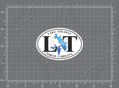 Lake Toxaway, NC - LT with Lake Shape Oval Decal