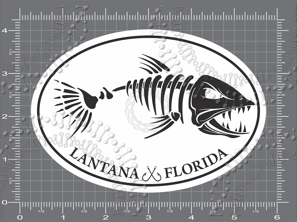 Lantana, FL - White Fishbonz Decal