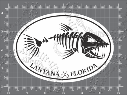 Lantana, FL - White Fishbonz Decal