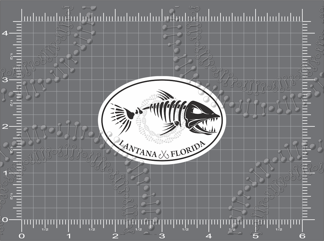 Lantana, FL - White Fishbonz Decal