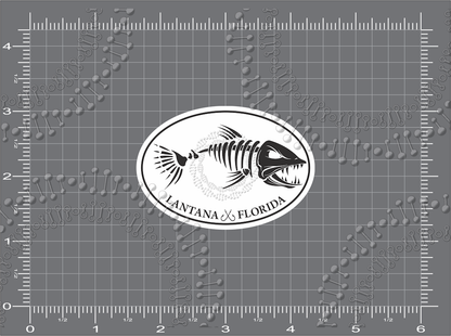 Lantana, FL - White Fishbonz Decal