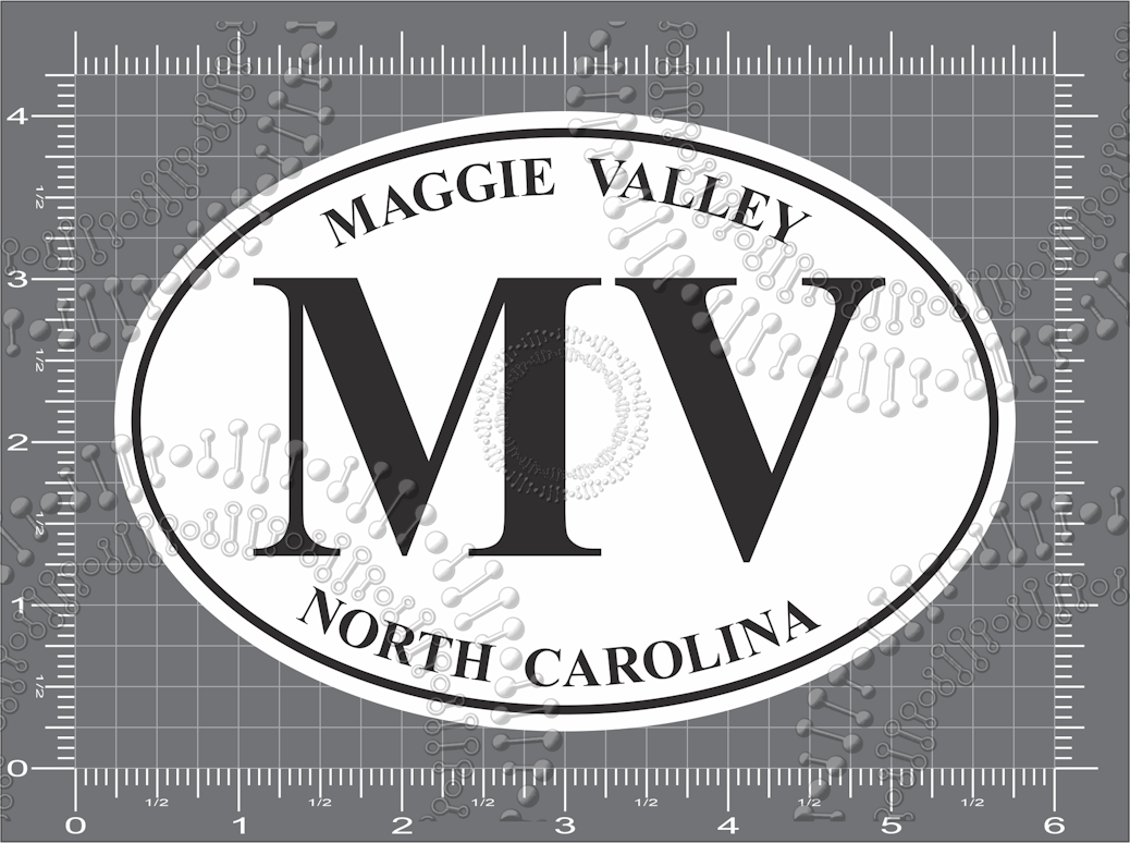 Maggie Valley, NC - MV White Oval Decal