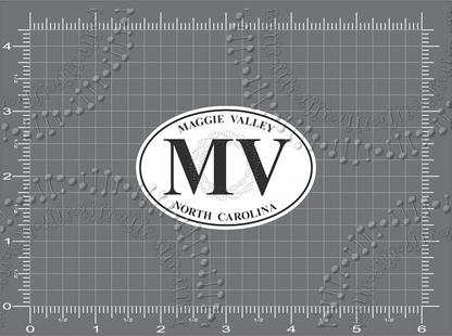 Maggie Valley, NC - MV White Oval Decal