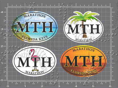Marathon, FL - Assorted MTH Ovals - Sailboat, Palm, Beach and Flamingo Decal