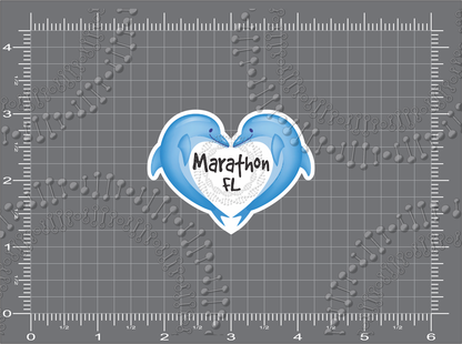 Marathon, FL - Dolphin Heart Decal