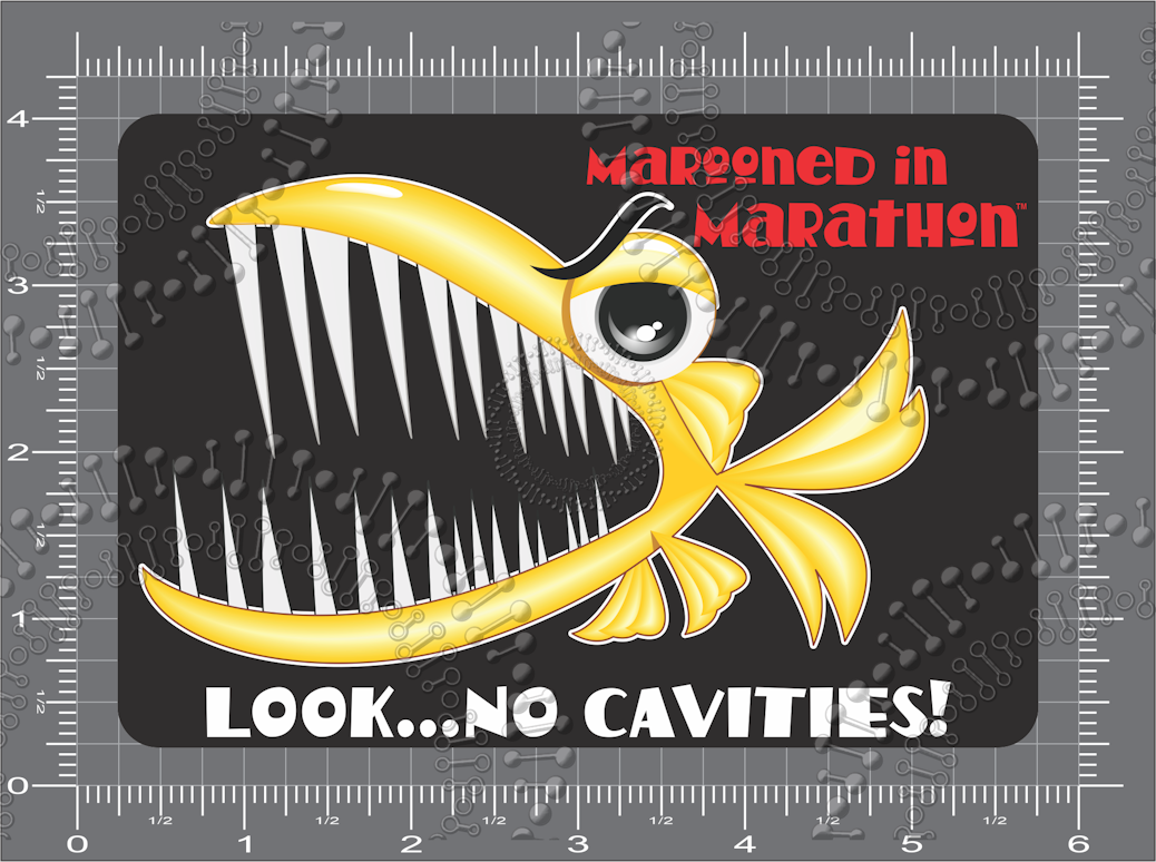 Marathon, FL - Marooned in Marathon - Look No Cavities Decal