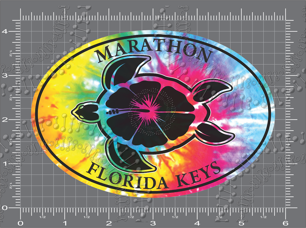 Marathon, FL - Tie Dye Turtle Decal
