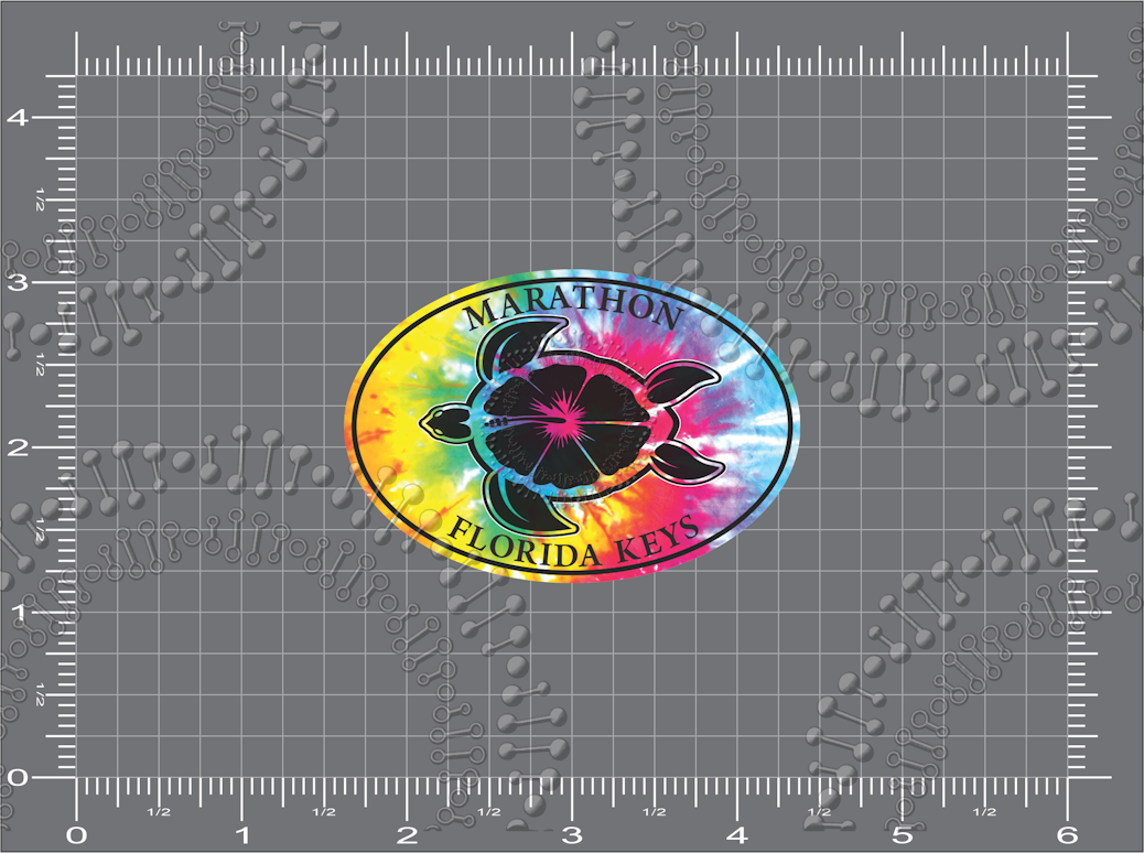 Marathon, FL - Tie Dye Turtle Decal