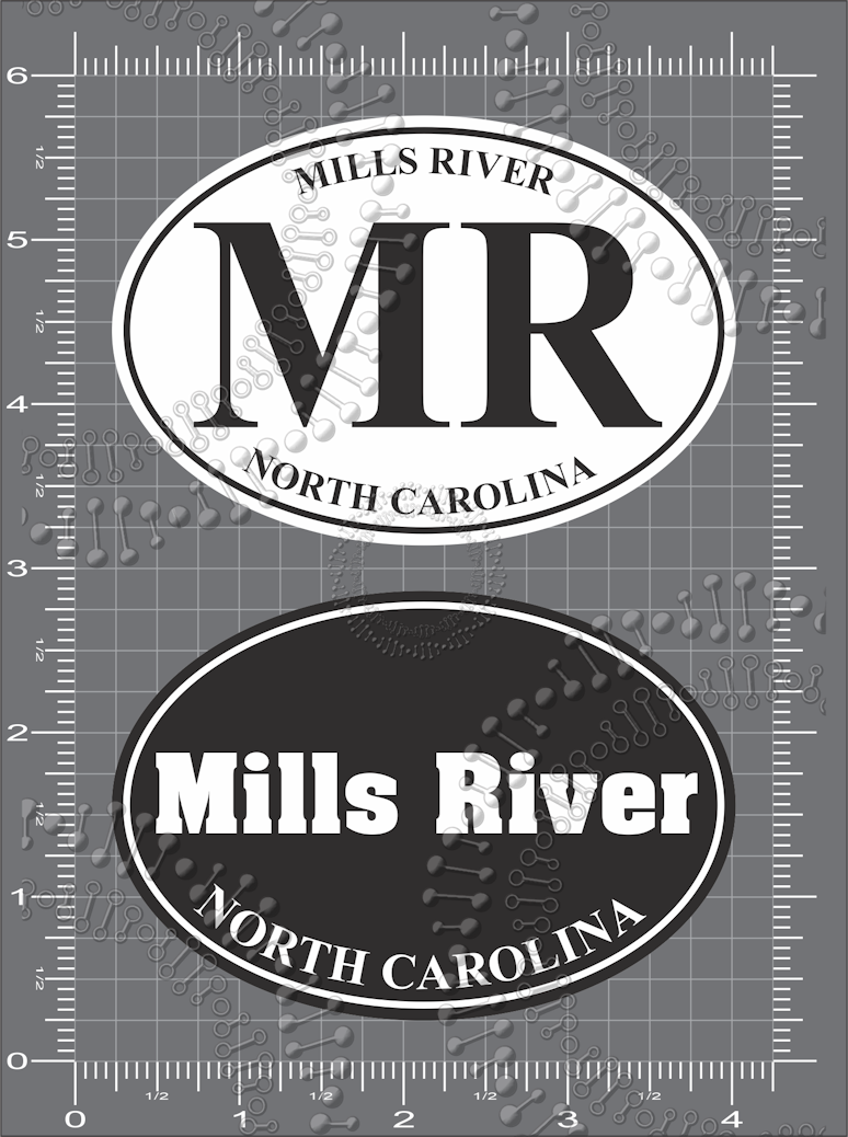 Mills River, NC - Black and White MR and Mills River Decal