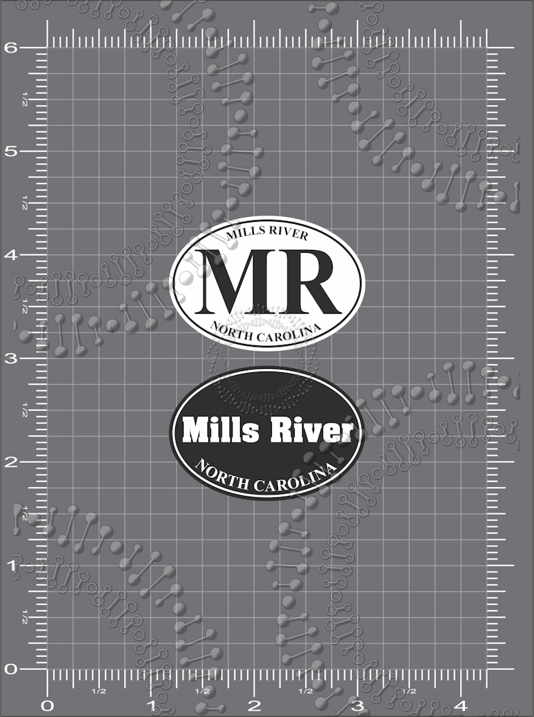 Mills River, NC - Black and White MR and Mills River Decal